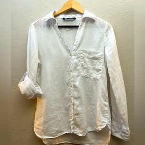Linen Zara button down white shirt